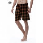 Summer Men Beach Shorts Cotton Plaid Sleepwear Lounge Shorts Loose Breathable Sleep Bottoms 6 XL