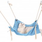 Summer Pet Hanging Nest Breathable Cotton Linen Tassels Hammock for Cats Light blue_47*47CM