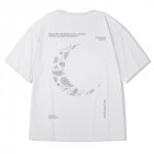 Summer Retro Short Sleeves T-shirt For Men Trendy Simple Printing Round Neck Shirt Loose Large Size Tops 1851 White L