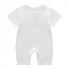 Summer Short Sleeves Jumpsuit For Newborns Simple Solid Color Cotton Jumpsuit For 0-3 Years Old Boys Girls White 0-6M 59cm