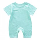 Summer Short Sleeves Jumpsuit For Newborns Simple Solid Color Cotton Jumpsuit For 0-3 Years Old Boys Girls cyan 0-6M 59cm