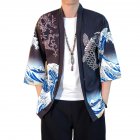 Summer Spring Man Casual Shirts Large Size Pure Color Middle Sleeve Loose Tops  Black_XL
