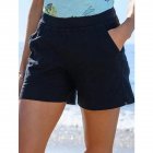 Summer Women Shorts Casual Cotton Linen Breathable High Waist Pants With Pockets Loose Solid Color Shorts black S