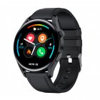 T33s Smart Watch Bluetooth-compatible Calling Body Temperature Heart Rate Blood Pressure Blood Oxygen Monitoring Music Smartwatch black leather