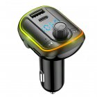 T829 Wireless FM Transmitter For Car Dual USB Port Type-C PD18W Fast Charger Colorful LED Backlit MP3 Music Player black