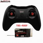 T8S 8CH RC Radiolink Remote Controller Transmitter 2.4G with R8EF or R8FM Receiver Handle Stick for FPV Quad Drone Airplane Car T8S+R8EF left hand throttle