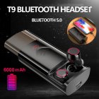 T9 TWS Wireless Bluetooth 5.0 Earphones Stereo HiFi Earphones Earbuds with 6000mAh Charging <span style='color:#F7840C'>Case</span> black