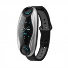 T90 Fitness Bracelet Bluetooth 5.0 with Wireless Earphones IP67 Waterproof Sport Smart Watch Clock for Android IOS Phone black