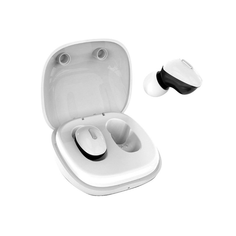 TWS Bluetooth 5.0 Wireless Headset HI-FI Stereo Mini Sports Earphone With Microphone Charging Box white