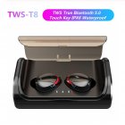 TWS T8 Bluetooth 5.0 True Wireless <span style='color:#F7840C'>Earphones</span> In-Ear Earbuds Deep Bass Stereo IPX6 Waterproof Sports Headset black