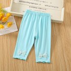 Toddlers Baby Leggings Summer Cotton Breathable Elastic Waist Outerwear Pants Girls Baby Cropped Pants blue 5-6Y 110cm