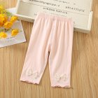 Toddlers Baby Leggings Summer Cotton Breathable Elastic Waist Outerwear Pants Girls Baby Cropped Pants pink 2-3Y 90cm
