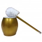 Toilet Brush with Stainless Steel Circular Base for Bathroom Toilet Cleaning yellow