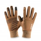 Touch Screen Running Gloves Lightweight Non-slip Warm Villus Gloves Men Women Waterproof Motorcycle Gloves brown_One size