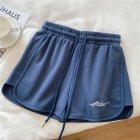 Trendy Sports Shorts For Women Summer High Waist Casual Loose Wide-leg Yoga Pants For Fitness blue XXL