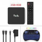 Tx9s Media  Player Abs Material Android Smart Network Tv Box With Remote Control 2+8G_Australian Standard+I8 Keyboard