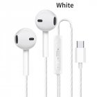 Type-c In-ear Mobile Wire Control Headset Bass Stereo Music Earphones Sports Earbuds With Microphone White