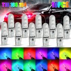 US 10 Pcs Auto Multi-color Rgb T10 168 194 Led Bulbs With Remote Control Car Parking Lights Width Indicator As shown