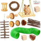 US TWISTER.CK 12 Pcs/set Wooden  Hamster  Chew  Kit Hamster Rabbit Guinea Pig Parrot Calm Relaxed Toys 19.5*10.5*13.5