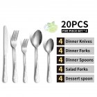 US 20pcs Cutlery Set Mirror Finish Smooth Edge Stainless Steel Forks Spoons Set Dishwasher Usable Silver