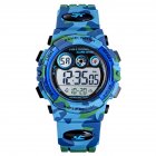 US Fashion Wristwatch Electronic Children Watch For Outdoor Sports Multi-function Electronic Watch Light blue camouflage
