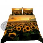 US Home Sunflower Printed Duvet Covers with 2 Pillow Cases Bedding Set