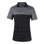 US Yong Horse Men's Quick-dry Turn-down Collar Short Sleeve Contrast Color Polo Shirt