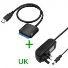 USB 3.0 to Sata Adapter USB3.0 Cable Converter Hard Drive Cable +12v 2A AC Power Adapter UK Plug