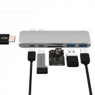 USB-C Dock to HDMI Thunderbolt 3 Adapter USB Type C Hub with PD Power TF <span style='color:#F7840C'>SD</span> <span style='color:#F7840C'>Card</span> <span style='color:#F7840C'>Reader</span> for MacBook Pro/Air gray