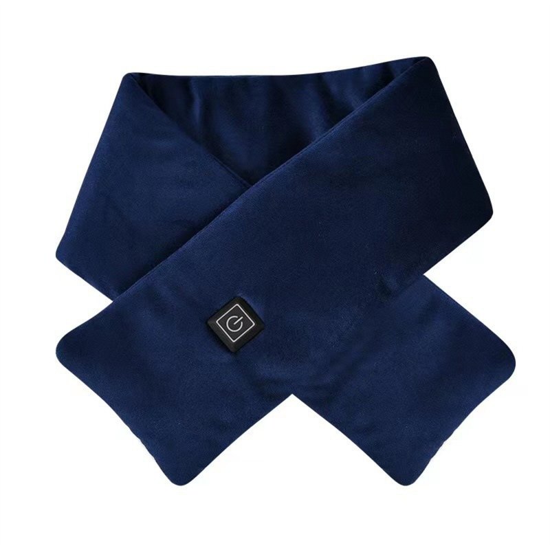 USB Electric Heating Scarf 3 Temp Setting Waterproof Washable Neck Warmer Cold Weather Scarves & Wraps For Winter Navy blue