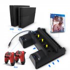 USB Vertical Chargers Stand with Cooling Fan Dual Controllers Charging Station for PS4 Slim/Pro black