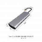 USB3.1 Docking Stations Metal 8 in 1 Multifunctional Type-c to HDMI/PD/VGA USB 3.1 Charger Hub Adapter gray