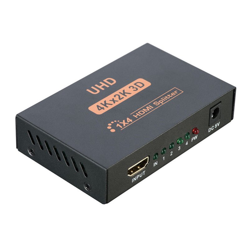 Ultra HD 4K 4 Port HDMI Splitter 1x4 Repeater Amplifier 1080P 3D Hub 1 In 4 Out US plug