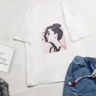 Unisex Cartoon Letters Printing Loose Short Sleeve T-shirt for Summer