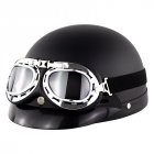 Unisex Cute Motorcycle Helmet Bike Riding Protective Strong Safety Half-face Helmet with Goggles Matte black_One size