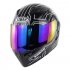 Unisex Double Lens Flip up Motorcycle Helmet High Strength Safety Helmet Matte black blue with blue lens M