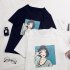 Unisex Fashion Summer Cartoon Letters Printing Loose Short Sleeve T shirt