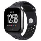 Unisex Soft Silicone 2-colour Replacement <span style='color:#F7840C'>Watch</span> Strap Watchband for Fitbit Versa Pretty Bracelet Ornament Dark gray + black