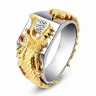 Dragon Pattern Ring -White and gold  US # 6