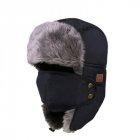 Unisex Women Men Cotton Winter Warm Bluetooth 5.0 Wireless Headset Cap Earphone Hat black