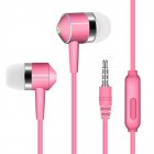 Universal 3.5mm Plug Wired In-ear Earbuds Portable Wire Control Mobile Phone Gaming Headset With Microphone pink