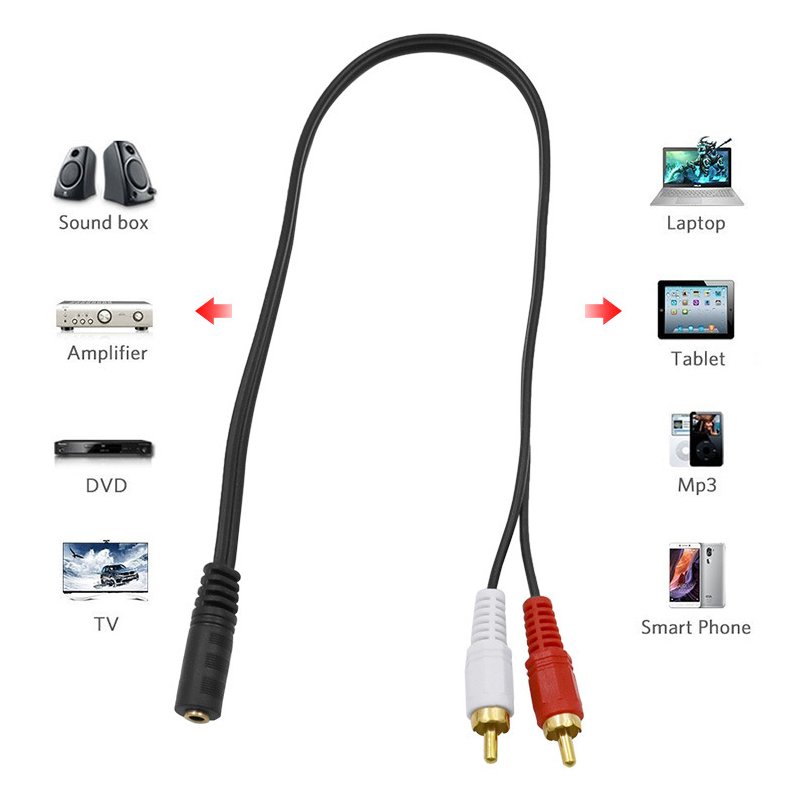 Universal 3.5mm Stereo Audio Female Jack to 2 RCA Male Socket to Headphone 3.5 Y Adapter Cable 50cm Audio Line