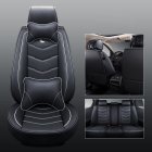 Universal Car Seat Covers 3D PU Leather Set Cushion Full Protector Black and White Deluxe Edition