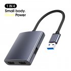Usb 3.0 To Dual Hdmi-compatible Adapter 4-in-1 Audio Converter Usb Hub 3.5mm Audio Compatible For Windows 7/8/10 silver gray