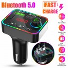 Usb Car Charger Bluetooth-compatible 5.0 Fm Transmitter Mp3 Player F4u Disk/tf Card F4 Colorful Atmosphere Lamp Audio Receiver Hands-free Kit Black