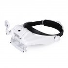 Usb Rechargeable Head-mounted 3 Led Magnifier 1.5x 2x 8x 6 Multiples Adjustable Magnifying Glass For Reading Maintenance White