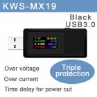 Usb Test Meter 0.96-inch Ips Hd Color Lcd Screen 160 Degrees Wide Viewing Angle Charger Tester Voltmeter Ammeter Black KWS-MX18L