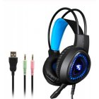 V1000 Headset Heavy Bass Internet Cafe E-sports Game Headphones Luminous 7.1 Channel USB/3.5MM Headset blue_3.5+USB interface