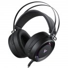 VH500C Gaming Headset Virtual 7.1 Surround Sound Headphone RGB Led Light 50mm Driver Unit With <span style='color:#F7840C'>Mic</span> Black