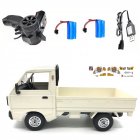 WPL D12 1/10 4WD RC Car Simulation Drift Truck Brushed 260 motor Climbing Car LED Light On-road RC Car Toys For Boys Kids Gifts White 2 batteries